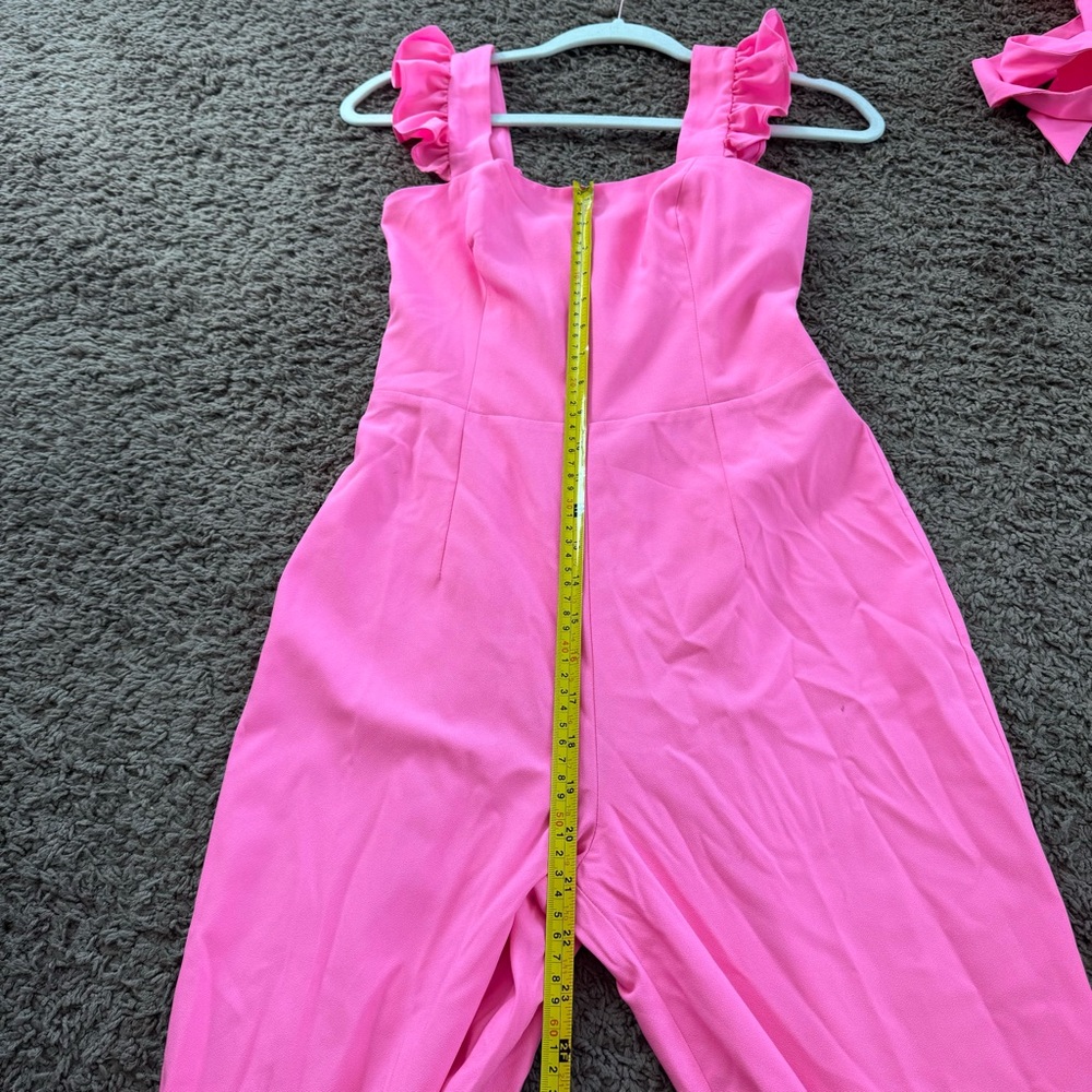 Lilly Pulitzer Eppley Neon Pink Jumpsuit Barbie Sleeveless Size XS 00 $228 - Picture 10 of 15